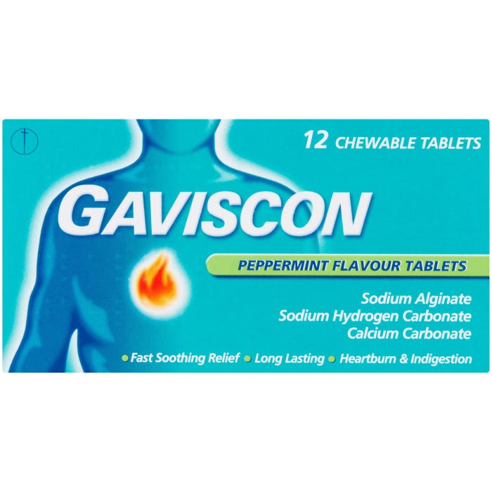 Gaviscon Peppermint Flavour Chewable Tablets (Pack of 12)