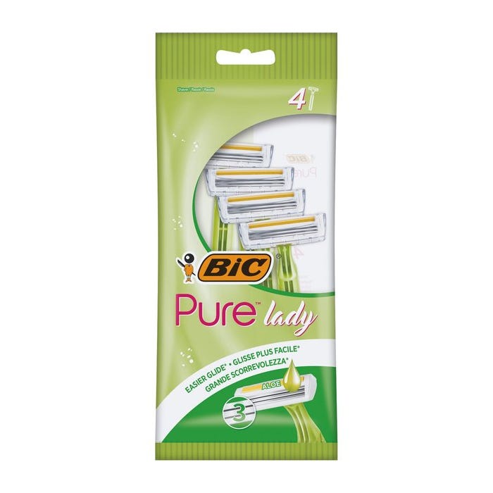 BIC Ladies Aloe Pure Disposable Razors, (Pack of 4)