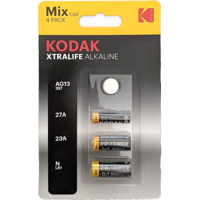Kodak Mixed Cell XTRAlife Alkaline - 23A, 27A, N LR1, AG13 (Pack of 4)