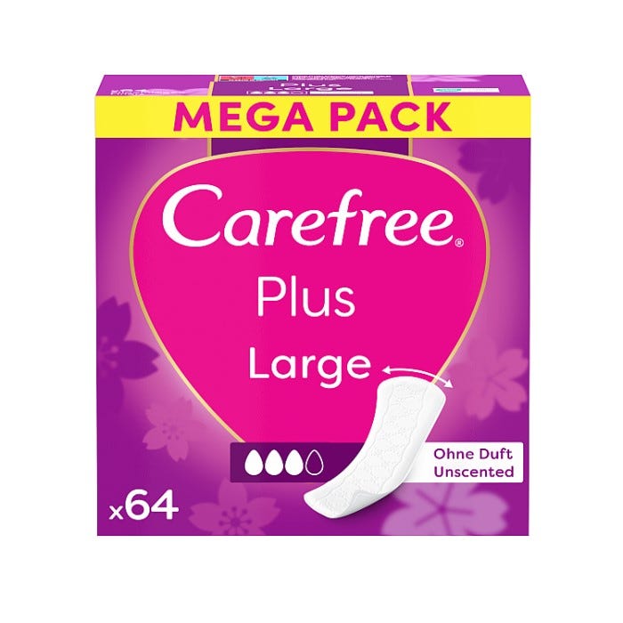 Carefree Plus Large Unscented Pantyliners (Pack of 64)